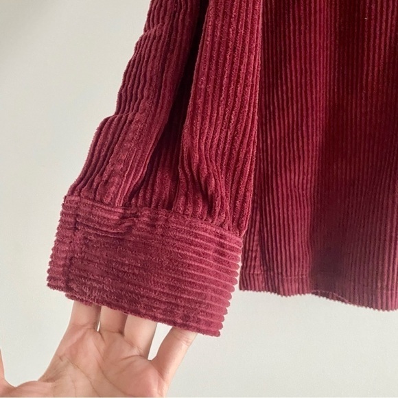𝅺BENSON Asheville Snap Button Corduroy Cotton Shirt Jacket Plum Red Down Casual - Picture 4 of 15
